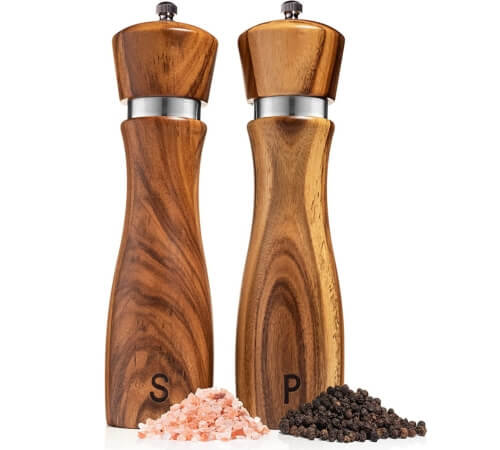 wooden salt and pepper grinders
